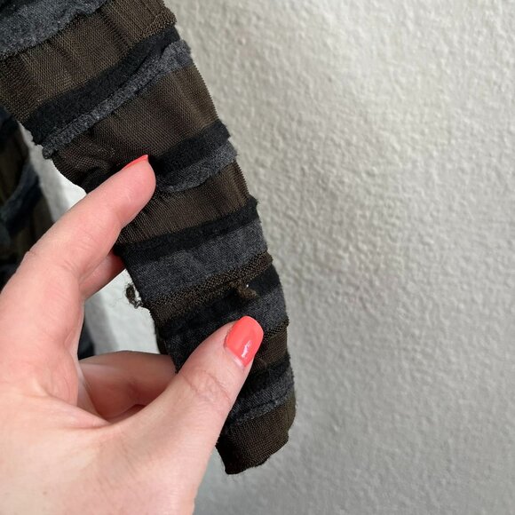 Cut Loose Womens Lagenlook Striped Asymmetrical Brown & Gray Tunic Top Large - Picture 7 of 11